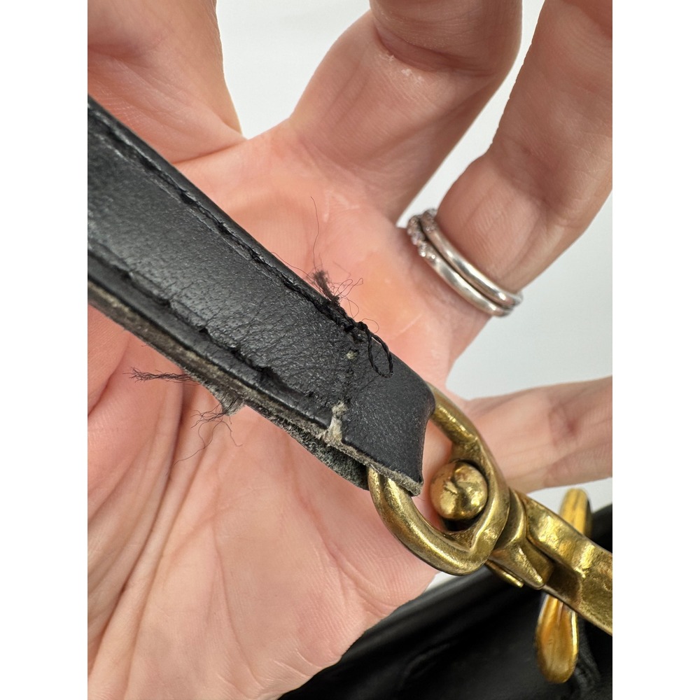 Coach Crossbody Bag Women OS Black Vintage Leather Brass Hardware Slim Handbag - Picture 12 of 16